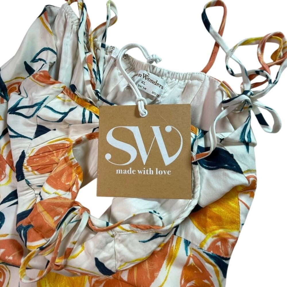Seven Wonders Citrus Print Marilla Midi Dress Tie Strap Sundress Size XL NWT - Picture 9 of 14
